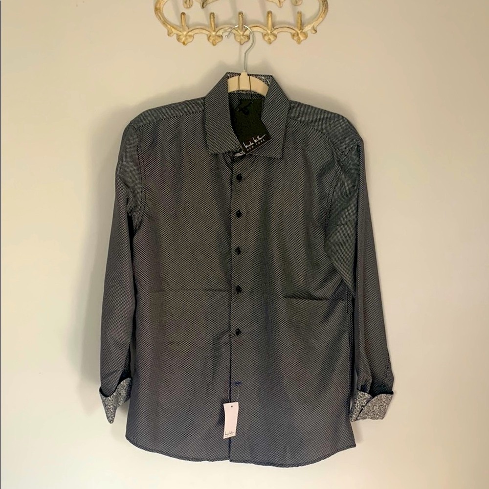 NWT Nicole Miller Black Casual Button Down Shirt